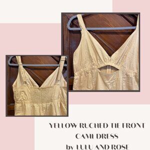 YELLOW RUCHED TIE FRONT CAMI MINI DRESS BY LULU AND ROSE